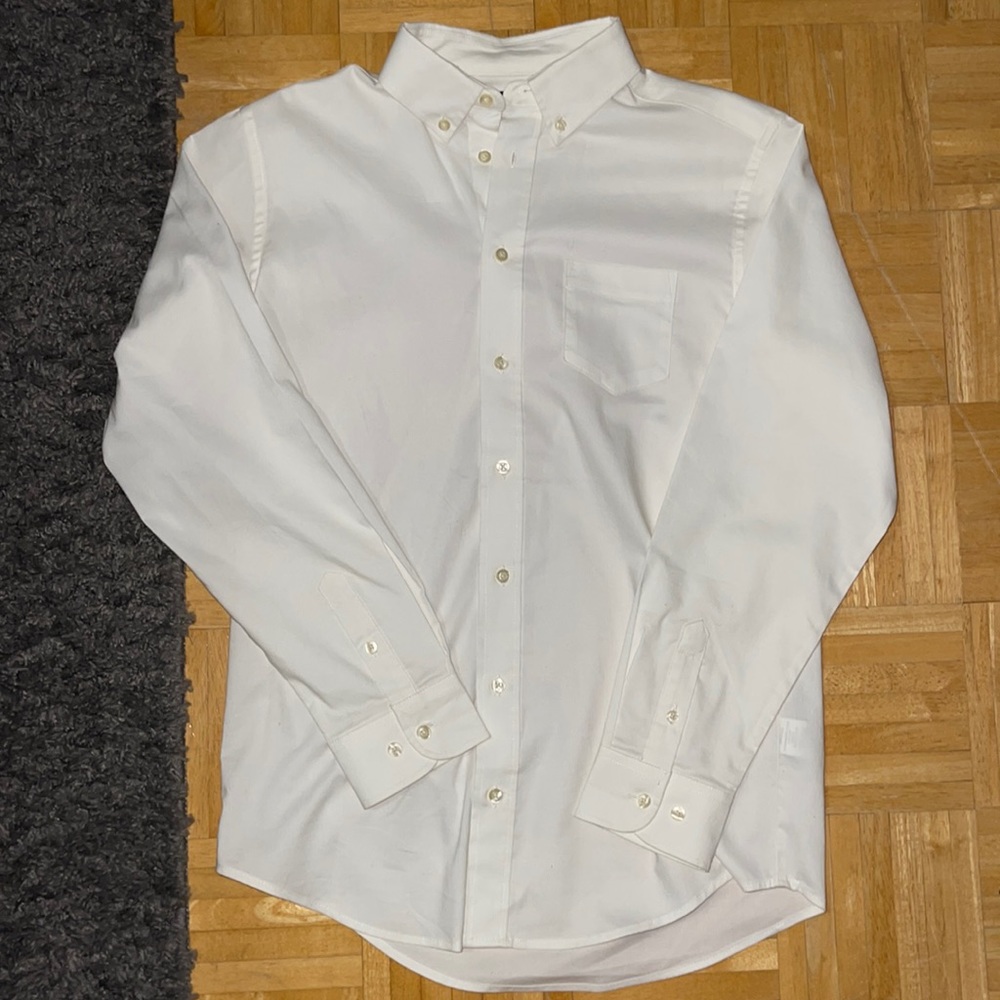Chaps Stretch White Long-sleeve Button-up Dress Shirt